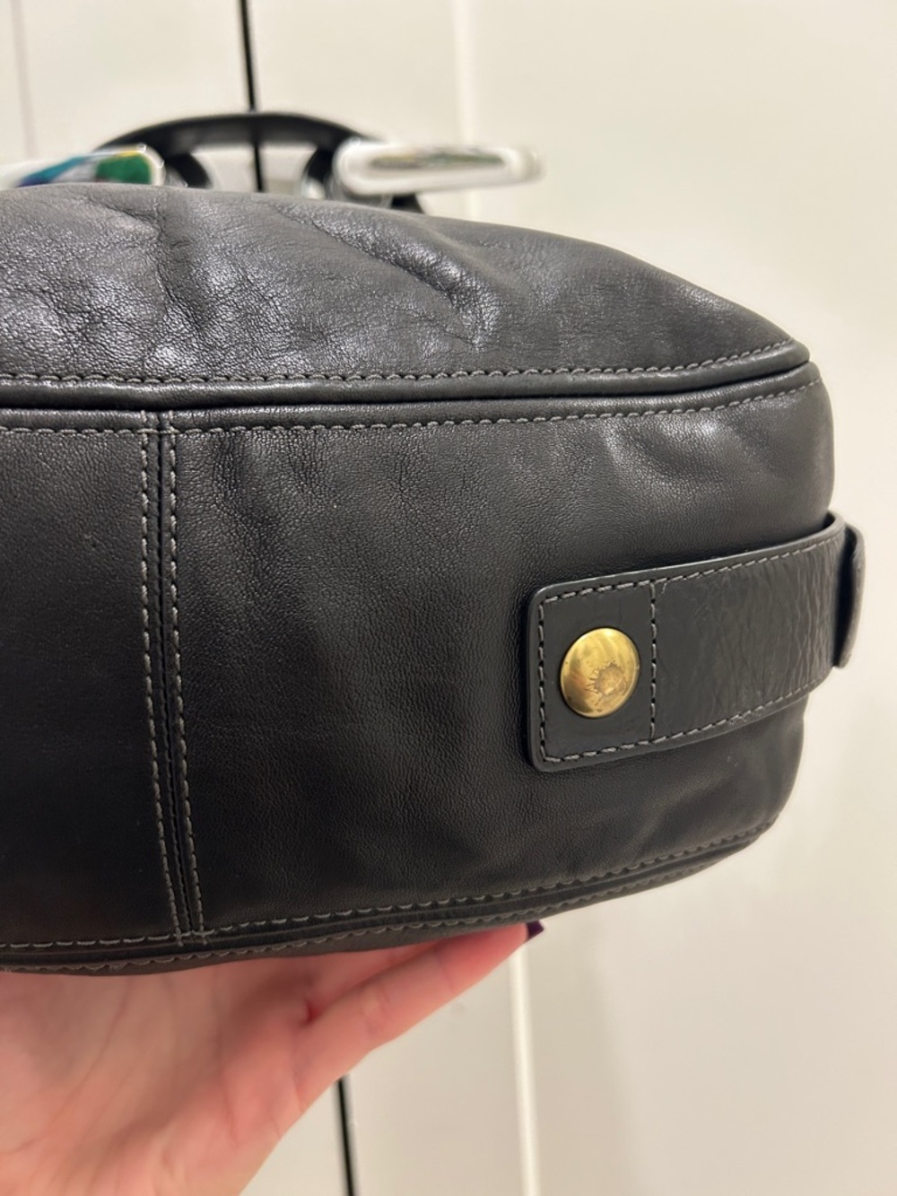Coach Zoe Hobo Black Leather Shoulder Bag with Gold Accents - Picture 10 of 17